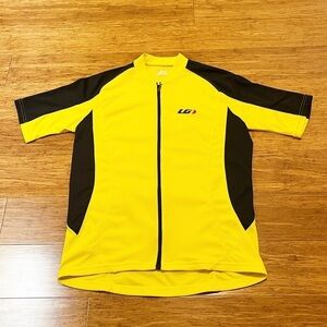 Louis Garneau "Paredas" Yellow & Black Full-Zip Short Sleeve Cycling Jersey. Med